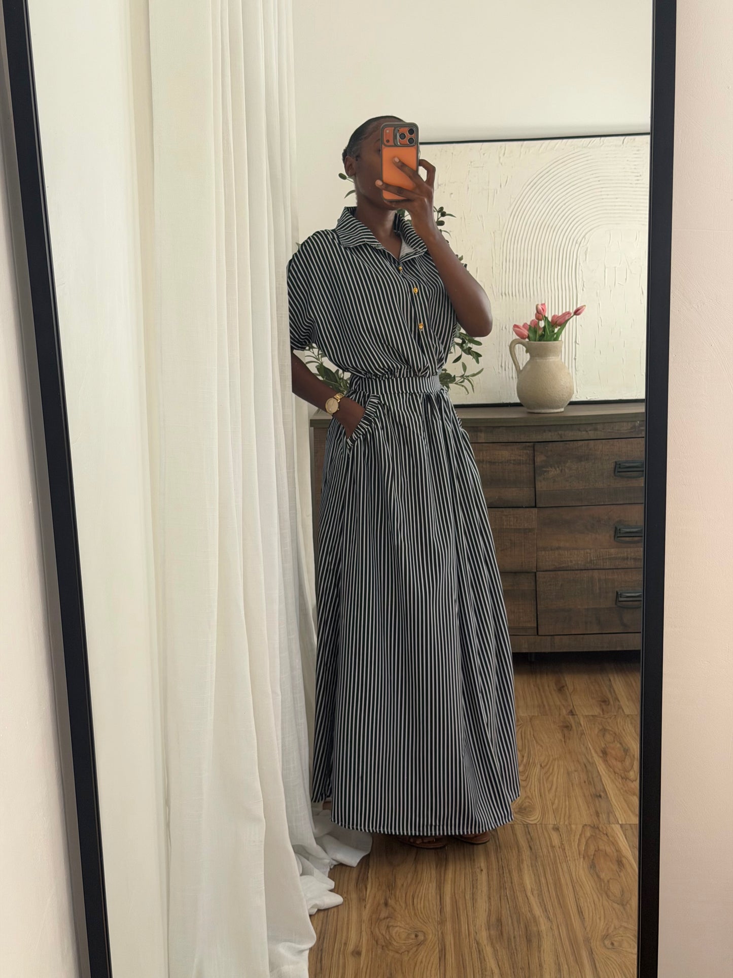 Striped Maxi Skirt Set